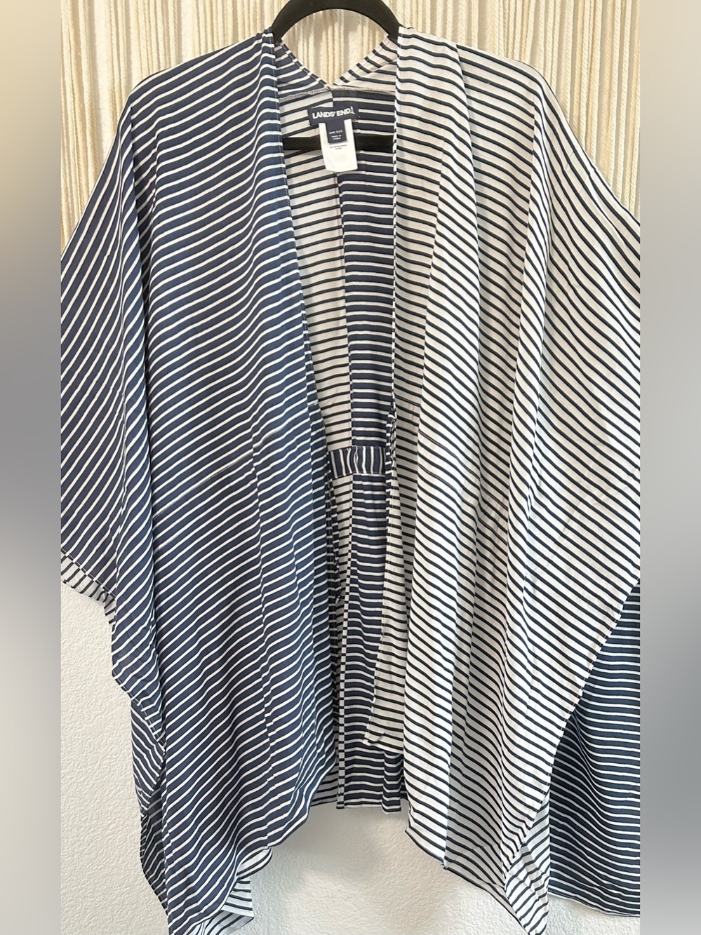 LANDS END Striped Kimono Cover-Up in Navy & White - Picture 5 of 10